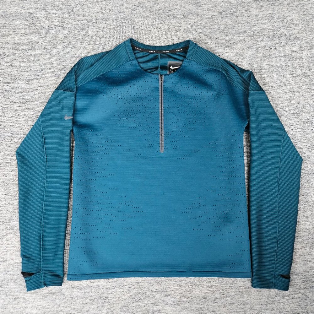 Nike Tech Pack Running Shirt Men's S Long Sleeve Half Zip Top Green CJ5741-347